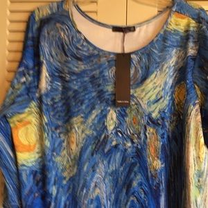 NWT Azalea Woman’s 2X Van Gogh Print Tunic